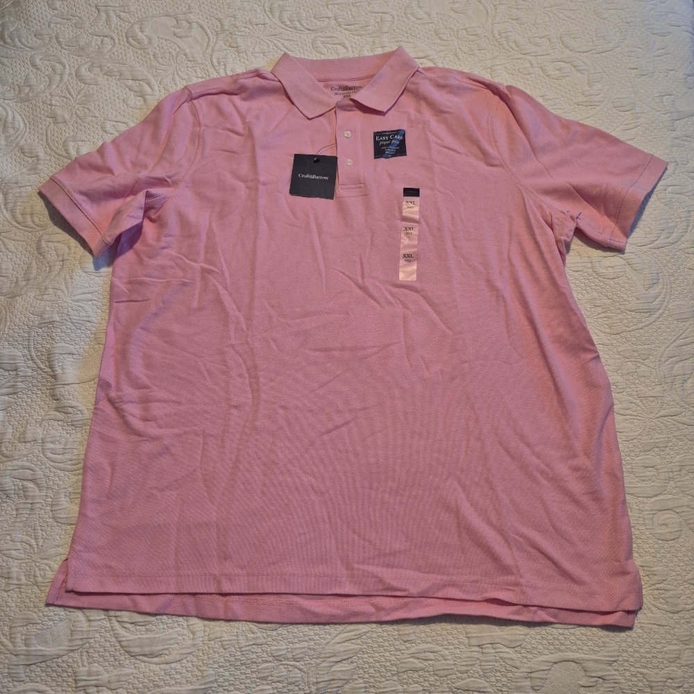 Croft & Barrow men's size XXL pink short sleeve polo shirt NWT
